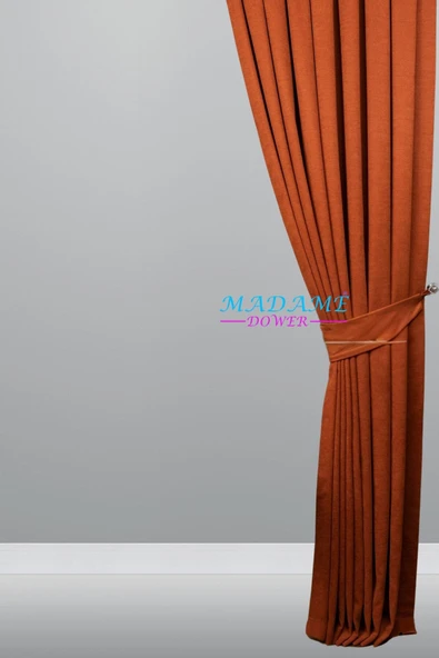 Madame Dower Gölge Kiremit Elegance Fon Perde 1x3 Sık Pile + Kolbağı Hediye