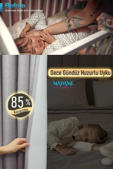 Madame Dower Deste V4 Taş Çift Taraflı Keten Fon ve Karartma Güneşlik Perde - Kırışmaz Güneşlik, Kolay Montaj - 4