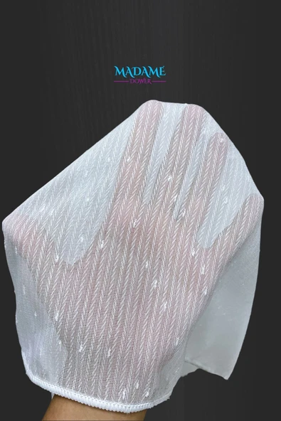 Madame Dower Simple Şantuklu Dahlia 1x3 Sık Pile Dökümlü Tül Perde Kırık Beyaz - Kırışmaz - Ütü Gerektirmez - 6