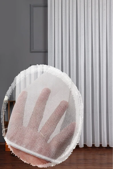 Madame Dower Tül Perde Ince Örme Çelik 1x3 Sık Pile - Dökümlü Kırışmaz - Ütü Istemez %100 Polyester - 3