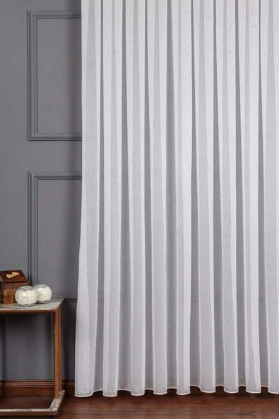 Madame Dower Tül Perde Ince Örme Çelik 1x3 Sık Pile - Dökümlü Kırışmaz - Ütü Istemez %100 Polyester - 4