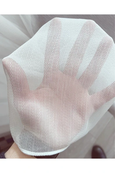 Madame Dower Simli Krep Bambu Balıksırtı Tül Perde 1x3 Sık Pile - Ağır ,dökümlü Kumaş - Kırışmaz Salon Tül Perde - 8