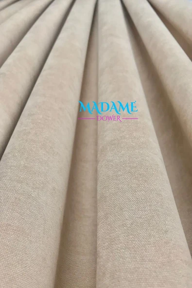 Madame Dower Butterfly Soyut Temalı Bej Fon Perde - Pilesiz - Sade Tasarım Fonluk Perde - 4