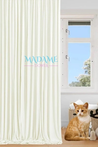 Madame Dower 4 Katmanlı Yalıtımlı Krem Güneşlik Perde - Toz Önleyici, Sıcak, Soğuk Ve Ses Yalıtımı - Ütü Istemez