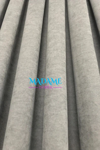 Madame Dower Butterfly Soyut Temalı Gri Fon Perde - Pilesiz - Sade Tasarım Fonluk Perde - 2