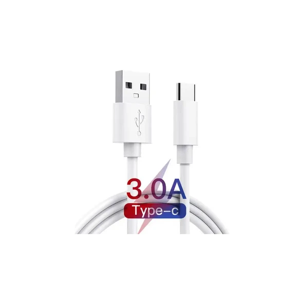 Adaman Premium 0,9 Metre Type-C USB Hızlı Şarj ve Data Kablosu 3 Amper Beyaz - Resim 2