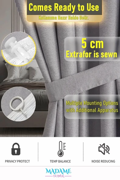 Madame Dower Deste V4 Taş Çift Taraflı Keten Fon ve Karartma Güneşlik Perde - Kırışmaz Güneşlik, Kolay Montaj - 6