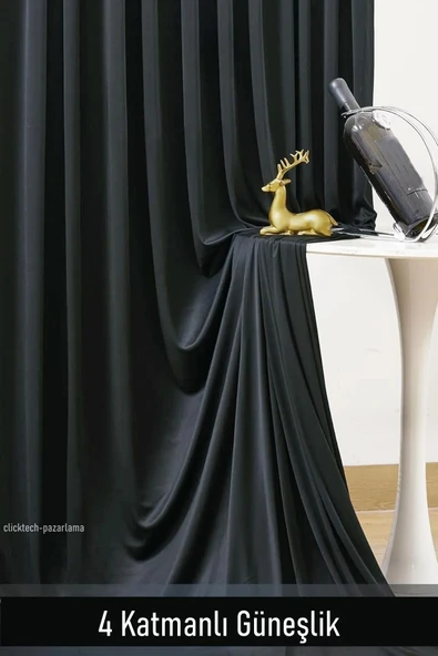 Madame Dower 4 Katmanlı Yalıtımlı Antrasit Güneşlik Perde - Toz Önler, Sıcak, Soğuk Ve Ses Yalıtımı, Ütü Istemez - 4