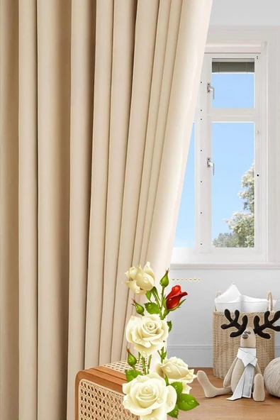 Madame Dower 4 Katmanlı Bej Güneşlik Perde - Toz Önleyici, Ses Yalıtımı, Sıcak Ve Soğuk Yalıtımı