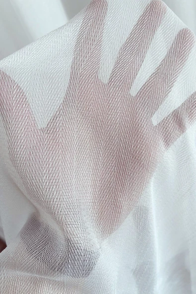 Madame Dower Simli Krep Bambu Balıksırtı Tül Perde Orta Pileli - Ağır, Dökümlü Kumaş - Kırışmaz Salon Tül Perde - 4