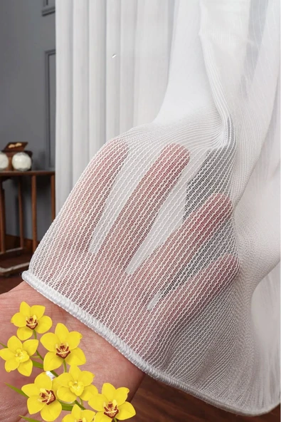 Madame Dower Örme Çelik Dökümlü 1x3 Sık Pile Kırışmaz Tül Perde - Ütü Istemez %100 Polyester - 3