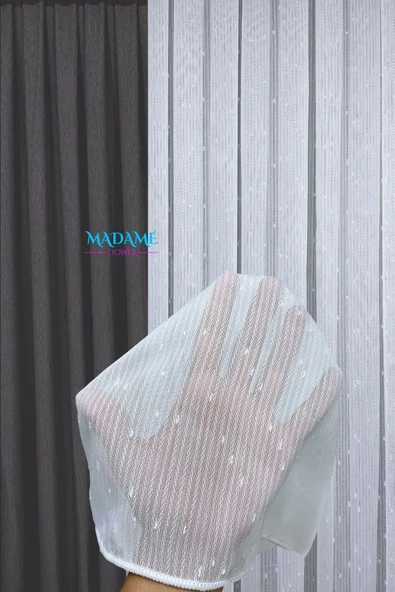 Madame Dower Simple Şantuklu Dahlia 1x3 Sık Pile Dökümlü Tül Perde Kırık Beyaz - Kırışmaz - Ütü Gerektirmez