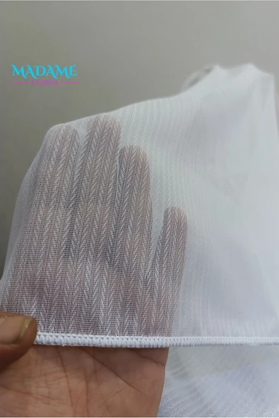 Madame Dower Krep Bambu Balıksırtı 1x3 Sık Pileli Gramajlı Dökümlü Tül Perde - Ütü Gerektirmeyen Dayanıklı Kumaş