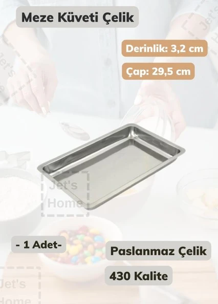Çelik Meze Küveti 29,5 cm Paslanmaz Çelik Tabak