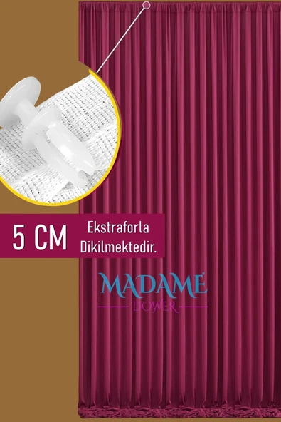 Madame Dower 4 Katmanlı Yalıtımlı Bordo Güneşlik Perde - Toz Önleyici, Sıcak, Soğuk Ve Ses Yalıtımı - Ütü Istemez - 3