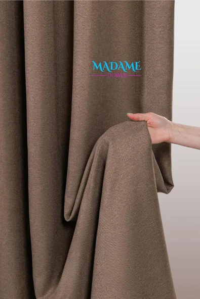 Madame Dower Deste V9 Kahverengi Çift Taraflı Keten Fon ve Karartma Perde - Işık Geçirmez Güneşlik, Kolay Montaj - 6