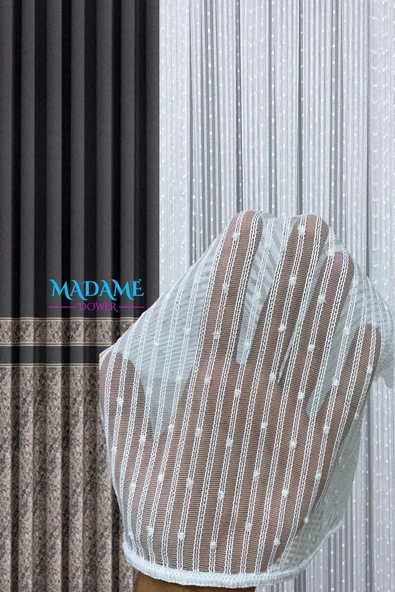 Madame Dower Ponponlu Dahlia 1x3 Sık Pile Dökümlü Tül Perde - Kırışmaz - Ütü Gerektirmez
