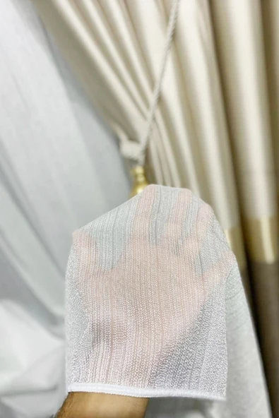 Madame Dower Glamour Bej Tül Perde Extra Gramajlı 1x3 Sık Pile - Kırışmaz Ütü Gerektirmez
