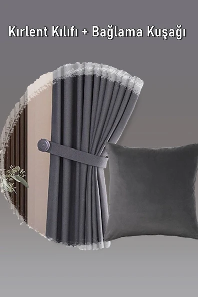 Madame Dower Taç Narden Fon Perde 1x2 Standart Pile Koyu Gri Kırlent Kılıfı + Bağlama Kuşağı HEDİYE - 4