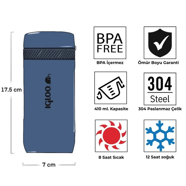 Igloo Squid Termos 410ml-LACİVERT - 2