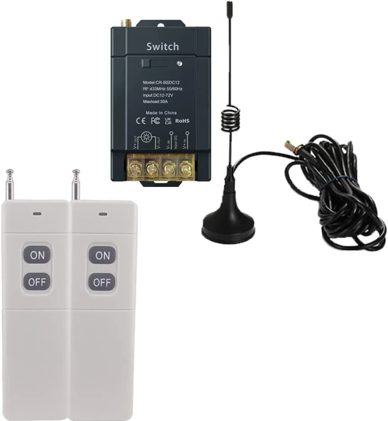 Kablosuz Uzaktan Kumanda DC 12 - 72 V RF 1500 Metre 12v Adaptörlü Uzun Mesafe Rf Kapı Kontrol Seti