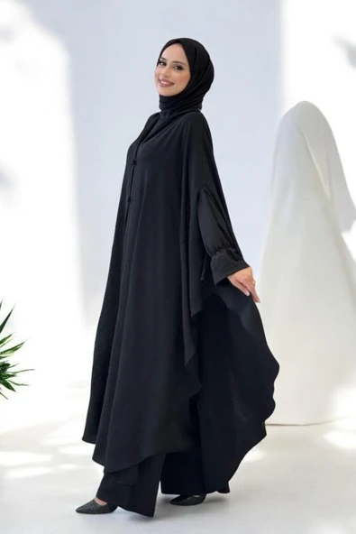 Tunik, Pantolon ve Abaya Üçlü Takım 8663 Siyah - Resim 3