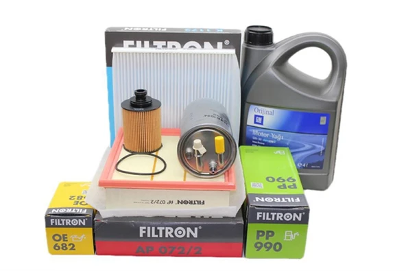 Opel Corsa D Filtron 1.3 Dizel Motor Bakım Seti 2007-2009 Yağ Filtresi Tırnaklı GM 5W30 4 LT Yağlı