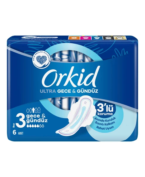 Orkid Ultra Gece & Gündüz Boy 3 6'lı Hijyenik Ped
