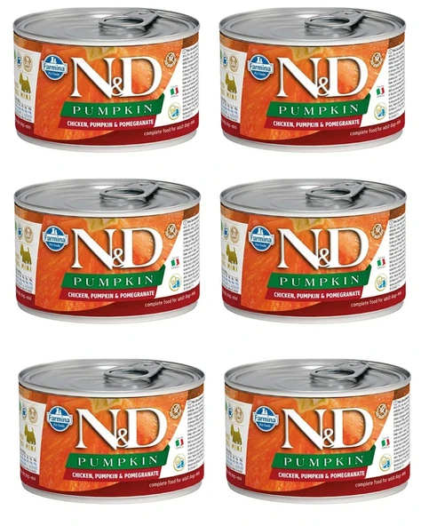 N&D Pumpkin Tavuklu ve Narlı Mini Irk Konserve Yaş Köpek Maması 140 gr x 6 Adet