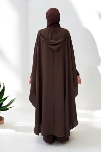 Tunik, Pantolon ve Abaya Üçlü Takım 8663 Kahverengi - Resim 2