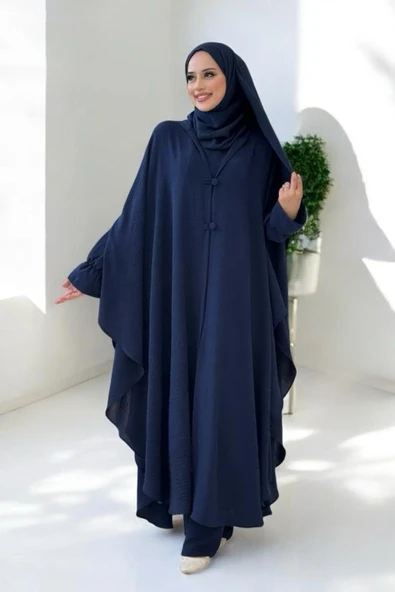 Tunik, Pantolon ve Abaya Üçlü Takım 8663 Lacivert