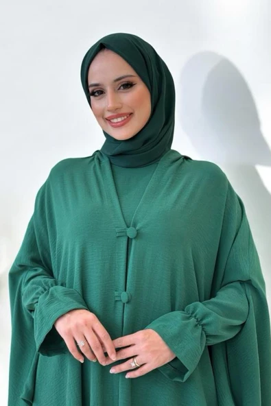 Tunik, Pantolon ve Abaya Üçlü Takım 8663 Zümrüt - Resim 4