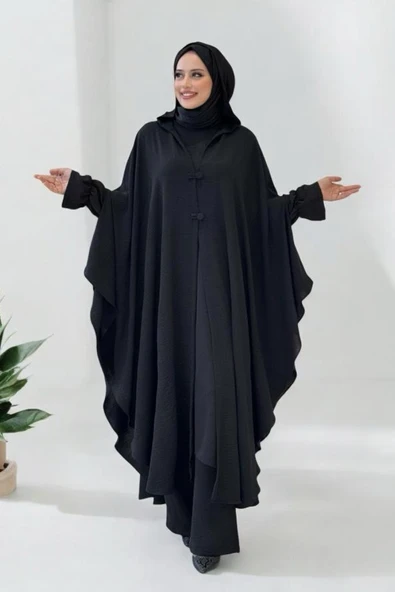 Tunik, Pantolon ve Abaya Üçlü Takım 8663 Siyah