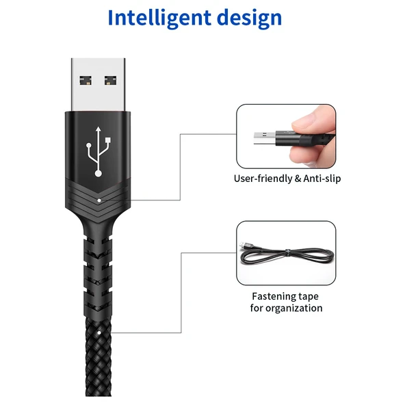 Jsaux Premium Serisi CC0011 3.1A 2 Metre Type-C Hızlı Şarj ve Data Aktarım Kablosu Örgülü Kablo Galaxy S20 S10 S9 S8 Plus Note 10 9 8,ps5 ve Type-C Girişli Cihazlar ile Uyumlu Şarj Cihazı Kablosu - 4