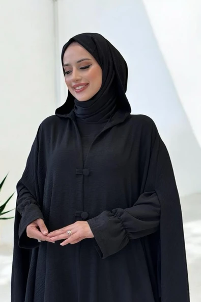 Tunik, Pantolon ve Abaya Üçlü Takım 8663 Siyah - Resim 4