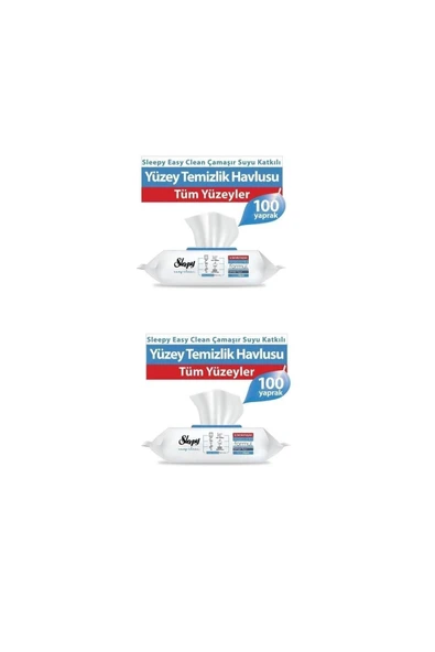 Sleepy Easy Clean Çamaşır Suyu Katkılı Yüzey Temizlik Havlusu 2x100 (200 YAPRAK) ürün görseli