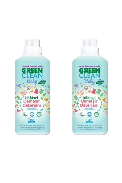 Green Clean Organik Lavanta Yağlı Baby Bitkisel Sıvı Çamaşır Deterjanı 1000 ml 2'li
