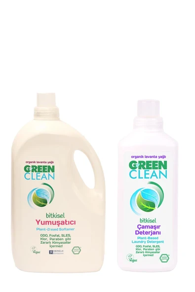 Green Clean Organik Çamaşır Deterjanı 1000 ml ve Çamaşır Yumuşatıcı 2750 ml Set ürün görseli