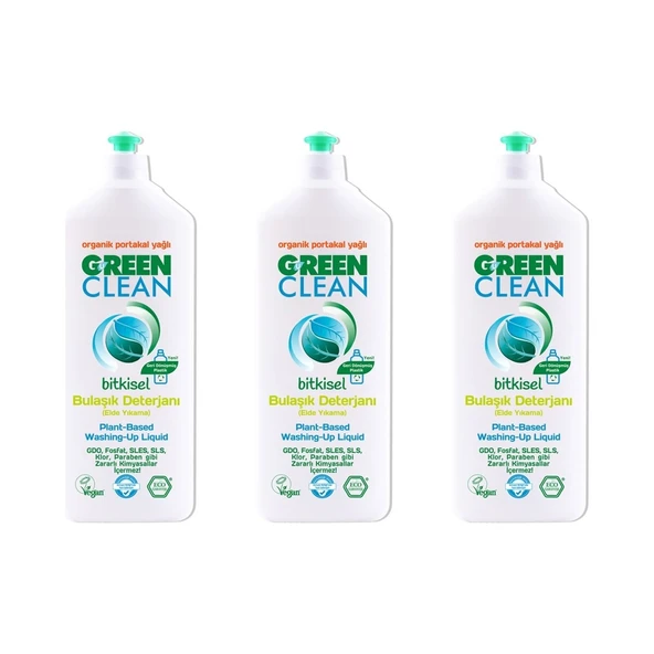 Green Clean Bitkisel Bulaşık Deterjanı 730 ml Organik Portakal Yağlı x3 Adet ürün görseli
