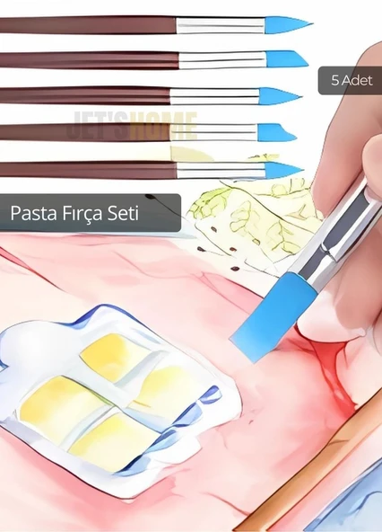 5’li Set Pasta Hazırlama Fırçası Yağlı Boya Fırçası Sulu Boya Fırçası Yüz Boyası Fırça El İşi Fırça