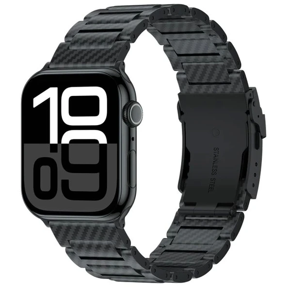 iiteeology Karbon Bant Uyumlu Apple Watch Karbon Fiber Kordon Klasik Siyah
