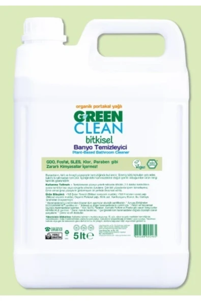 Green Clean Organik Portakal Yağlı Bitkisel Banyo Temizleyici (5000 Ml)