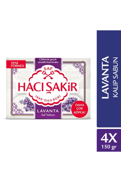 Hacı Şakir Lavanta Beyaz Kalıp Sabun 4x150 gr ürün görseli