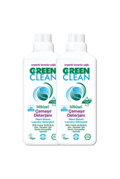 Green Clean ı Organik Lavanta YağlıU Bitkisel Çamaşır Deterjan 2'li Set