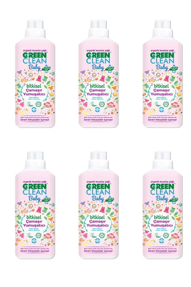 Green Clean Organik Lavanta Yağlı Baby Bitkisel Yumuşatıcı 1000 Ml 6'lı