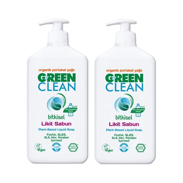 Green Clean Organik Sıvı Sabun Portakallı 500 Ml X 2 Adet ürün görseli