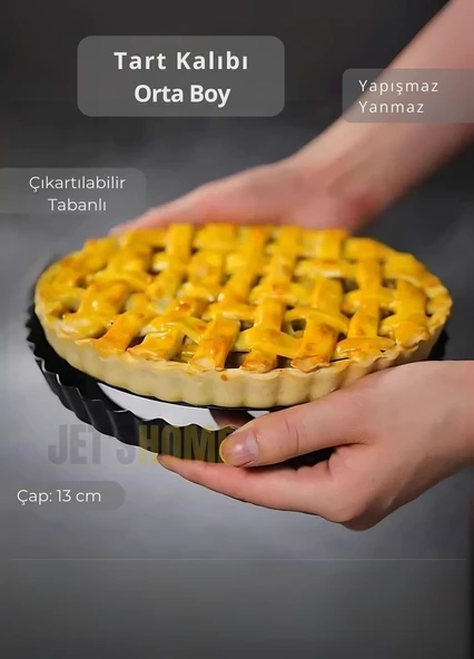 Orta Boy Tart Kalıbı Çıkartılabilir Tabanlı Turta Kalıbı Karbon Çelik Kek Kalıbı 13 cm