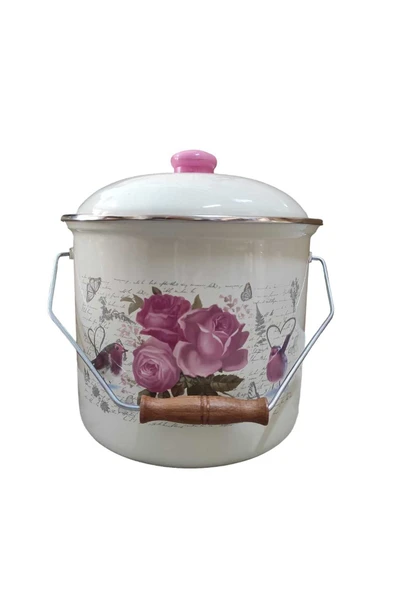 Gül Desenli Bakraç Yoğurt bakraç  Süt Bakliyat çok amaçlı 28 Cm - 2