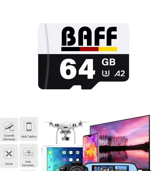 Baff 64GB Hafıza Kartı Video Kayıt Destekli UHS-I U3 A2