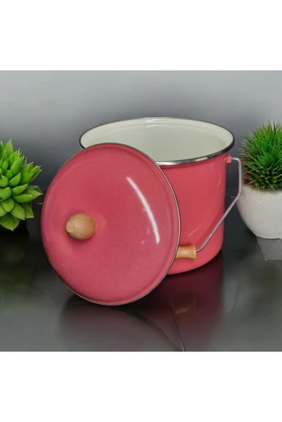 Emaye Yoğurt Tenceresi Emaye Bakraç 20cm 5lt Kırmızı - 5